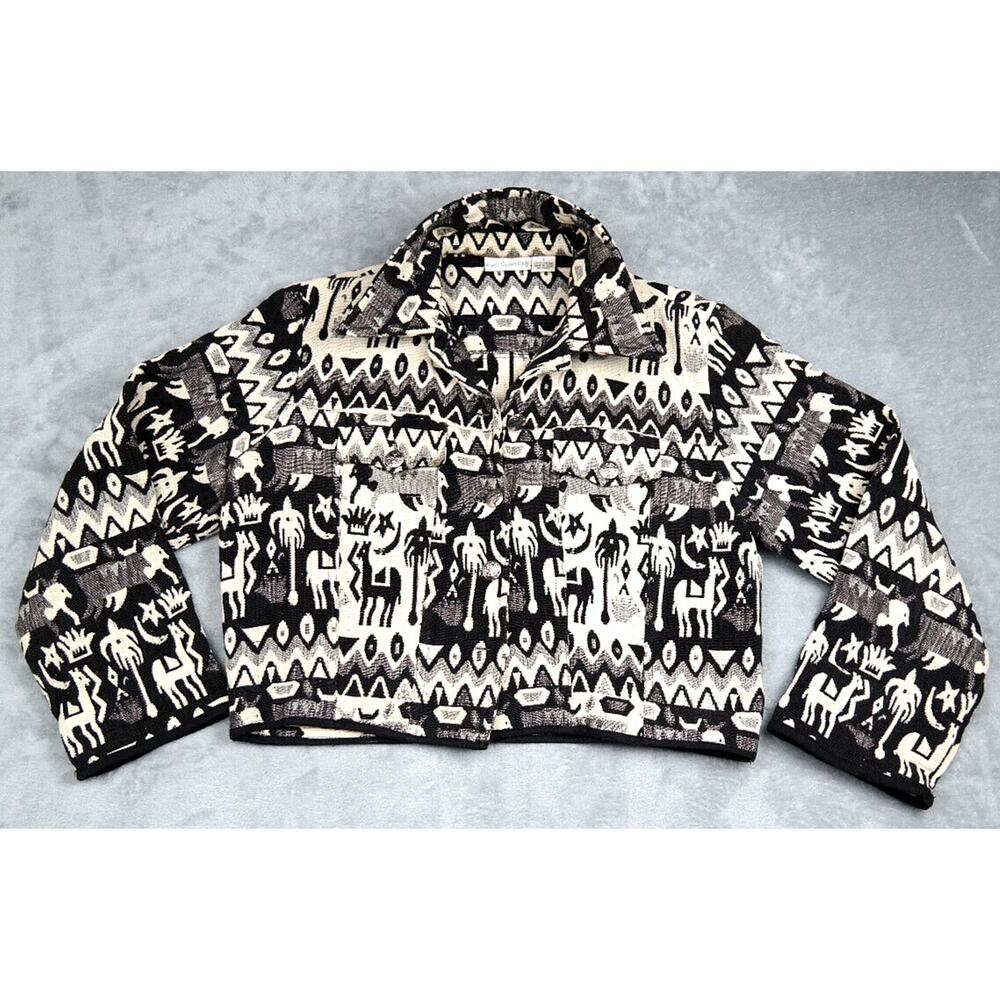 Women's Vintage Paris Sport Club Desert Art Woven Cotton Jacket Size Large